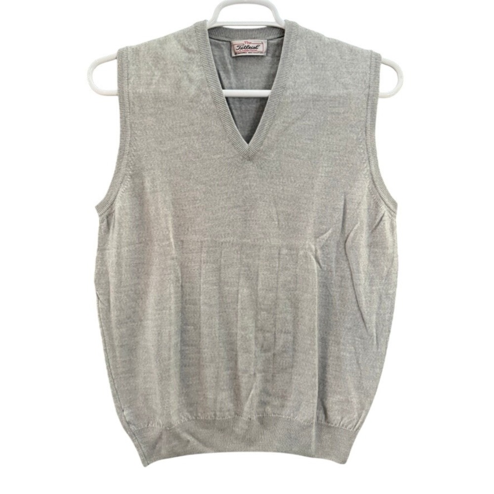 Titleist Collection Mens Large Gray Lambswool V-Neck Sweater Vest Made Scotland